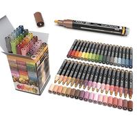 TOOLI-ART Lot de 36 feutres acryliques, couleurs terre naturelles, 3 mm, pointe moyenne, pour peinture sur pierre, toile, verre, non toxique