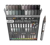 TOOLI-ART Lot de marqueurs de peinture acrylique à pointe pinceau flexible de 1 à 7 mm pour peinture sur roche, lettrage au pinceau, verre, tasses, bois, métal, toile, tissu, plastique, non toxique à