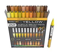 TOOLI-ART Lot de marqueurs de peinture acrylique à pointe pinceau flexible de 1 à 7 mm pour peinture sur roche, lettrage au pinceau, verre, tasses, bois, métal, toile, tissu, plastique, non toxique à