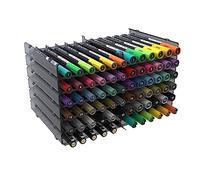TOOLI-ART Plateau de rangement pour 72 marqueurs d'art, séparateurs réglables, modulaire, extensible, empilable, s'adapte à la plupart des stylos. École, maison, plastique teinté, 6 plateaux