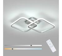 Toolight 50W 5625LM Plafonnier LED Dimmable, 64cm Luminaire Plafonnier avec Télécommande 3000K-6500K, Moderne Plafonnier Salon Carré en Acrylique pour Chambre Salle de Bain Salon Cuisine, Argenté