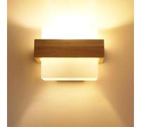 Toolight Applique Murale Intérieur Bois, 12W Lampe Murale Dimmable, E27 Abat-jour en Verre Lanterne Murale, Applique Lumineuse Tricolore pour Chambre Salon Couloir