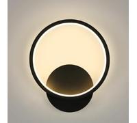 Toolight Applique Murale Intérieure, 12W 1350LM Luminaire Mural Moderne, Ronde Lampe Murale 3000K Lumière Blanche Chaude pour Chambre Salon Salle de Bain Couloir Escalier, Noir, Ø20cm