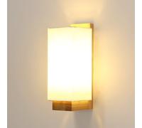 Toolight Applique Murale Intérieure Bois, Lampe Murale Abat-jour en Tissu E27, Luminaire Mural Intérieure pour Chambre Couloir Escalier Salon, Rectangle (Ampoule Non Incluse)