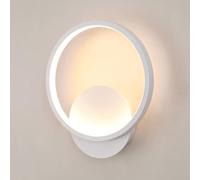 Toolight Applique Murale Intérieure LED, 12W 1350LM Ronde Lampe Murale Moderne, Aluminium Luminaire Mural 3000K Lumière Blanche Chaude pour Chambre Salon Salle de Bain Couloir Escalier, Blanche, Ø20cm