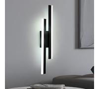 Toolight Applique Murale Intérieure LED, 16W 1800LM Lampe Murale Moderne, Applique Murale LED Acrylique 6500K Lumière Blanche Froide pour Chambre à Coucher Couloir Salon Escaliers, Noir