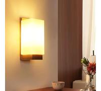 Toolight Applique Murale LED 12W Dimmable Bois Verre E27 Salon Chambre | Lampe Murale Industrielle, Abat-jour en Verre, pour Couloir et Escalier, Ampoule Incluse, Design Rétro