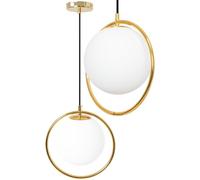 tooLight Lampe à Suspension APP430-1CP Lustre Plafonnier Éclairage de Plafond en métal, verre pour Salon Chambre Cuisine Couloir (blanc, doré)