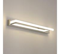 Toolight Lampe pour Miroir LED Salle de Bains 9W 800LM, Lampe Miroir 42cm 4500K Blanc Neutre, Applique Murale Intérieure Moderne pour Miroir Armoir Tableau Toilette Meuble, Argent