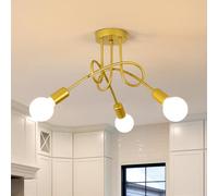 Toolight Lustre industriel 3-Lumières, Lustre Plafonnier Vintage Doré E27, Lustres en Metal pour Salon Chambre Cuisine Vestiair, Ø40cm (Sans ampoules)