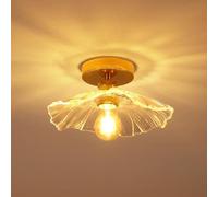 Toolight Plafonnier en Verre Moderne, Creative Forme de Fleur Lampe de Plafond, E27 Salon Luminaire Plafonnier Doré Vintage en Verre Transparent pour Chambre Salon Balcon Vestiaire Entrée, 28cm