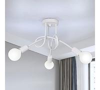 Toolight Plafonnier industriel, 3-Lumières Suspension Rétro Lustre E27, Luminaire Plafonnier Vintage pour Chambre Cuisine Couloir Salon, Blanc, Ø40cm (Sans ampoules)