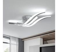 Toolight Plafonnier LED, 24W 2700LM Luminaire Plafonnier Moderne Design Ondulé, Lustre Intérieur Luminaire pour Salon Couloir Cuisine Chambre, Blanche Froide 6500K, Argent, 52CM