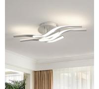 Toolight Plafonnier LED, 32W 3600LM Lampe de Plafond Moderne Design Ondulé, Luminaire Plafonnier Salon pour Couloir Cuisine Chambre, Lumière Neutre 4500K, Argent, 60CM