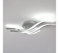 Toolight Plafonnier LED, 32W 3600LM Luminaire Plafonnier Moderne Design Ondulé, Lustre Intérieur Luminaire pour Salon Couloir Cuisine Chambre, Blanche Froide 6500K, Argent, 60CM