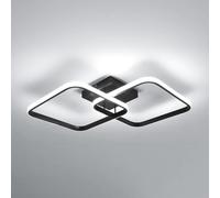 Toolight Plafonnier LED 42W 4700LM, 64cm Moderne Luminaire Plafonnier Carré Blanc Froid 6500K, Lampe de Plafond Acrylique pour Salon Chambre Cuisine Salle de Bain Couloir, Noir