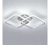 Toolight Plafonnier LED 42W 4725LM, Lampe de Plafond Carré 6500K Lumière Blanche Froide, Luminaire Plafonnier Moderne Acrylique pour Salon Chambre à Coucher Cuisine Salle de Bain, 64cm, Argenté