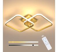 Toolight Plafonnier LED Dimmable, 50W 5625LM Luminaire Plafonnier avec Télécommande, Moderne Carré Lampe de Plafond Or pour Luminaires Intérieur Salon Chambre Cuisine, Dia 64CM