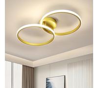 Toolight Plafonnier LED Moderne, 42W 4500K Ra80, Lampe de Plafond Rond à 2 Cercles, Luminaire Plafonnier en Aluminium pour Salon, Cuisine, Chambre, Entrée, Lumière Neutre 4500K, Or, Ø55cm 220V
