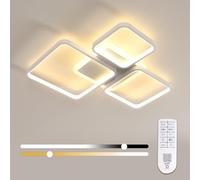 Toolight Plafonnier LED Moderne Dimmable, 45W 57CM Lampe de Plafond Salon avec Télécommande 3000K-6500K, Luminaire Plafonnier pour Chambre Salle à manger Cuisine Couloir, Blanc