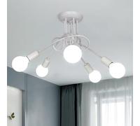 Toolight Plafonnier vintage blanc 5 lumières, lampes d'araignée rétro E27, lampe industrielle pour salon, chambre, salle à manger, couloir, Ø60 cm (ampoules non incluses)