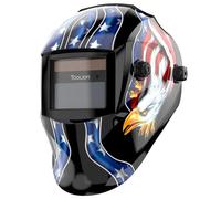 TOOLIOM Casque de soudage auto-obscurcissant Masque de soudage à énergie solaire, couleur véritable, avec écran réglable 9-13 pour Mig Tig Arc, design aigle bleu