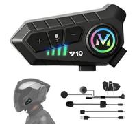 Toolivex Intercom Casque Moto Bluetooth 6.0, Kit Main Libre Moto 40H IP65 | HiFi Stéréo, Réduction du Bruit CVC, USB-C, Commande Vocale, Réponse Auto, Double Connexion, Installation Facile