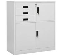 toolkix Armoire de bureau gris clair en acier 90 x 40 x 102 cm avec casier et étagère réglable, 3 tiroirs avec roulement à billes, verrouillable, armoire multifonctionnelle pour bureau, couloir