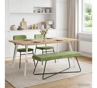 toolkix Banc uni vert clair 110 x 40 x 45 cm en velours rembourré avec cadre en bois robuste et pieds en métal, banc pour couloir, chambre à coucher, salon, salle à manger, peu encombrant et