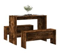 toolkix Ensemble table à manger et banc en bois de chêne fumé avec plateau de table stable, banc pour salle à manger et cuisine, salle à manger compact pour famille et espace repas confortable