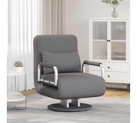toolkix Fauteuil pivotant avec fonction sommeil, tissu gris foncé, dossier réglable, coussin inclus, 60 x 75 x 80 cm, charge maximale de 110 kg, salon, bureau, relaxation confortable