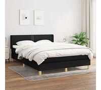 toolkix Lit à sommier tapissier avec matelas, noir, 140 x 190 cm, tissu, tête de lit réglable en hauteur, ressorts ensachés et surmatelas en mousse, cadre de lit pour chambre à coucher