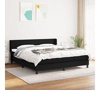 toolkix Lit à sommier tapissier avec matelas, noir, 180 x 200 cm, tissu, tête de lit réglable avec oreilles, matelas à ressorts ensachés pour chambre à coucher, 1 lot
