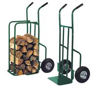 Toolland Chariot à bois, chariot à bûches, chariot diable, chariot porte buches à roulettes, chariot transport bois de chauffage, diable transport, vert, charge max. 250 kg