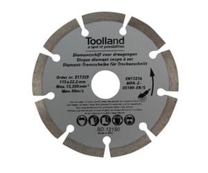 Toolland Disque diamant, 115 mm, segmenté, coupe à sec, 13300 tr/min, 80 m/s, pour le granit, la pierre, la brique, le marbre
