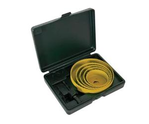 Toolland Ensemble de 8 scies-cloche pour bois, jaune & noir, profondeur de coupe 25mm, complet avec accessoires