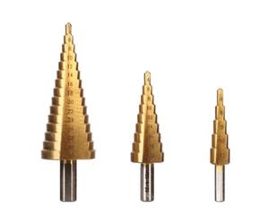 Toolland Foret étagé HSS, pour tous les métaux, revêtement en titane, ensemble de 3 pièces, tailles Ø 4-12/4-20/4-32 mm