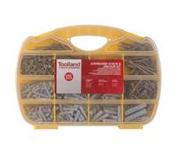 Toolland Jeu de chevilles et vis à panneaux d'aggloméré, 632 pièces, différentes tailles