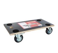 Toolland Plateau Roulant Robuste 400 kg pour Meubles, Plateforme antidérapante 57,5 x 30 cm, avec poignée, 4 roulettes Caoutchouc pivotantes et 2 Freins, pour déplacer des Meubles