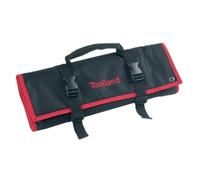 Toolland Trousse à outils, nylon, enroulable, 14 compartiments, 2 fermetures rapides, poignée, noir/rouge