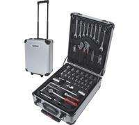 Toolland valise à outils remplie, 260 pièces, set d'outils valise à outils, caisse à outils, chariot à outils, avec roulettes et poignée télescopique, aluminium