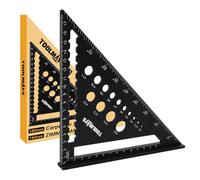 TOOLMAYS 5 en 1 Equerre Menuisier 180 mm, Equerre De Charpentier, Equerre Charpentier, Aluminium Regle Multifonctionnels, Guide De PerçAge Intelligent