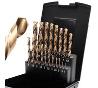 TOOLMAYS Coffret de Forets Métaux M35 Cobalt 19 pièces 1-10 mm | HRC 65-67, Gradués de 0,5 mm, Jeu de forets pour acier inoxydable, métal dur, fonte, avec boîtier de rangement