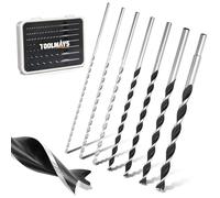 TOOLMAYS Forets à Bois Longs 7PCS avec Boîtier de Rangement | Ø 4, 5, 6, 7, 8, 10, 12 x 230mm, à Gorge Carrée Améliorée, Meche Bois pour Bois Dur, Bois Tendre, Contreplaqué et MDF