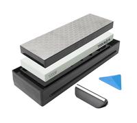 TOOLMAYS Pierre Aiguiser Diamant Double Face 400/1200# avec Pierre a Affuter Japonaise 1000# pour Couteaux, Guide d'angle et Boîte de Rangement, Kit de Pierres Affutage Surface Nid d'Abeille