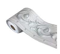 tooloflife Frise de papier peint autocollant élégante argentée pour plafond - Bordure décorative amovible en PVC gaufré