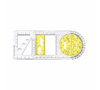 tooloflife Gabarit de dessin mobile en plastique transparent jaune et blanc et règle géométrique multifonctionnelle, outil de mesure double face, avec rapporteur rotatif à 360° pour l'école, le bureau