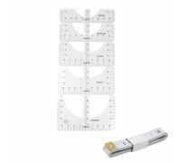 tooloflife Kit d'outils d'alignement professionnel pour t-shirt avec 5 modèles de tailles (col rond) et ruban à mesurer à double unité pour la conception de vêtements