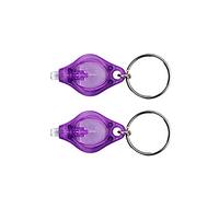 tooloflife Lot de 2 mini porte-clés LED lampe torche rayons porte-clés lumières passeport ID détecteur de monnaie avec piles bouton (41 x 23,5 x 9 mm), violet
