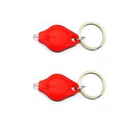 tooloflife Lot de 2 mini porte-clés LED lampe torche rayons porte-clés lumières passeport ID détecteur de monnaie avec piles bouton (41 x 23,5 x 9 mm), rouge